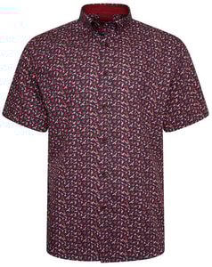 KAM Bird Print Shirt Navy